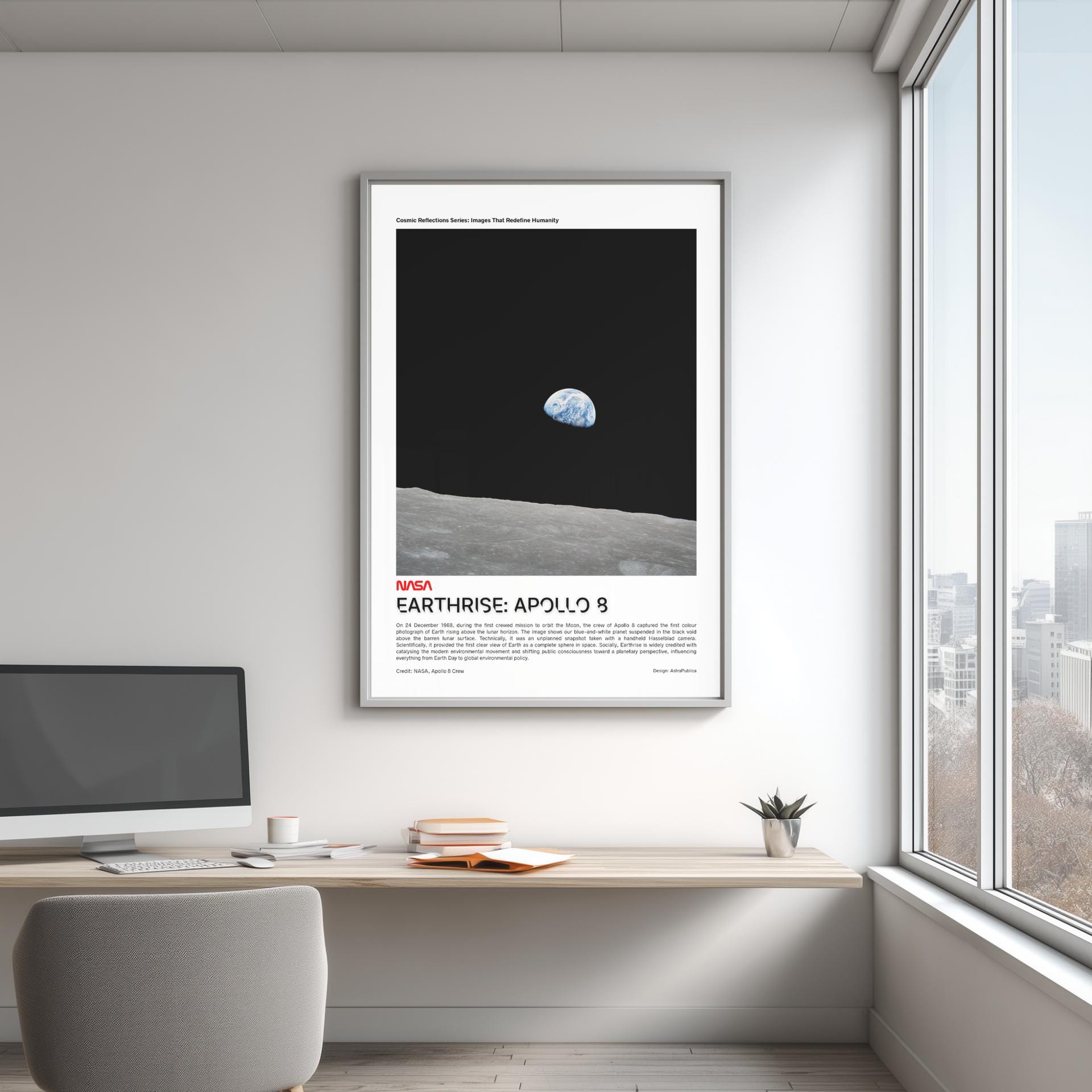 Earthrise Apollo 8 Poster | NASA Iconic Print | NASA Wall Art | Apollo ...