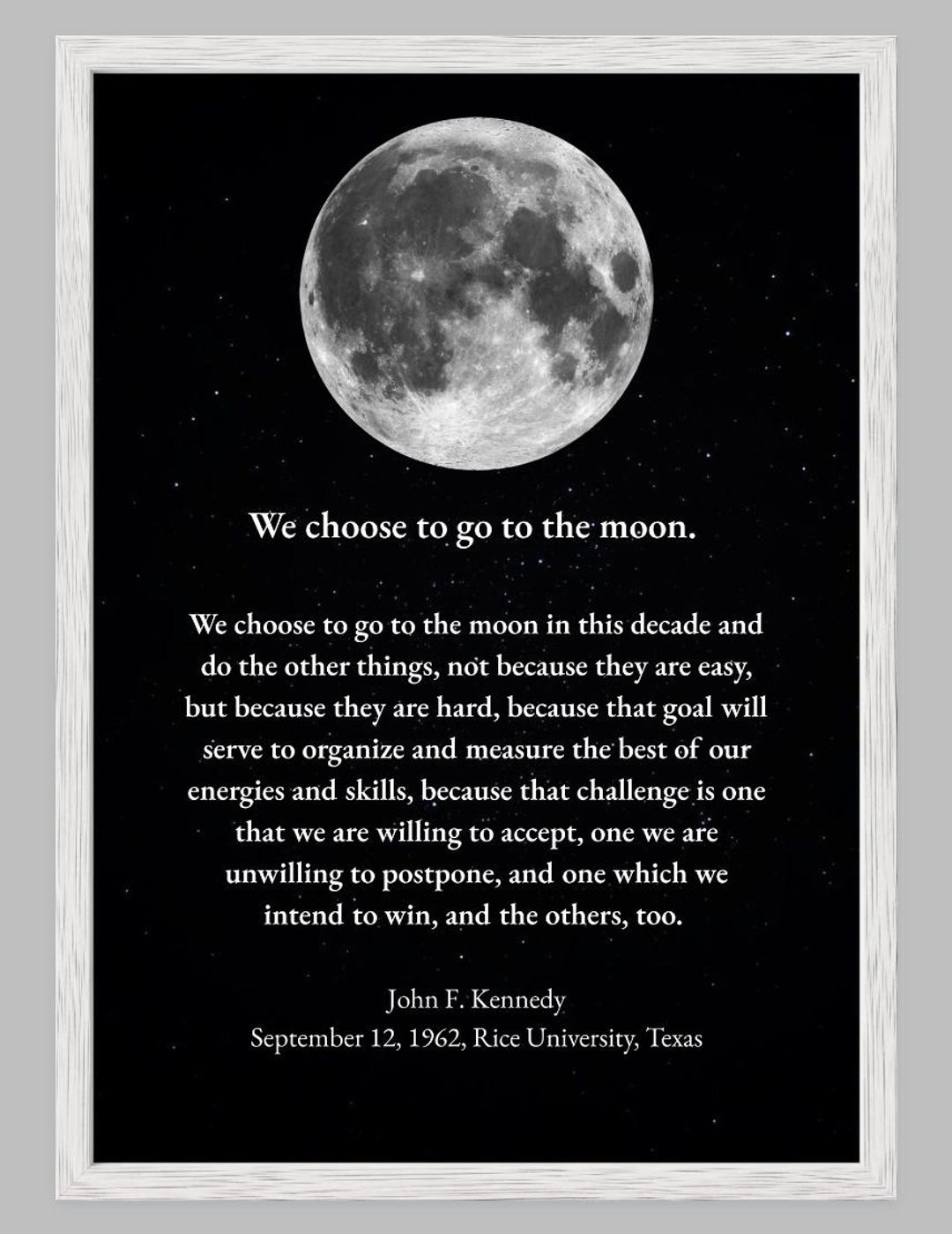 We Choose to Go to the Moon! JFK 1962 Framed Poster | Bold Motivational ...
