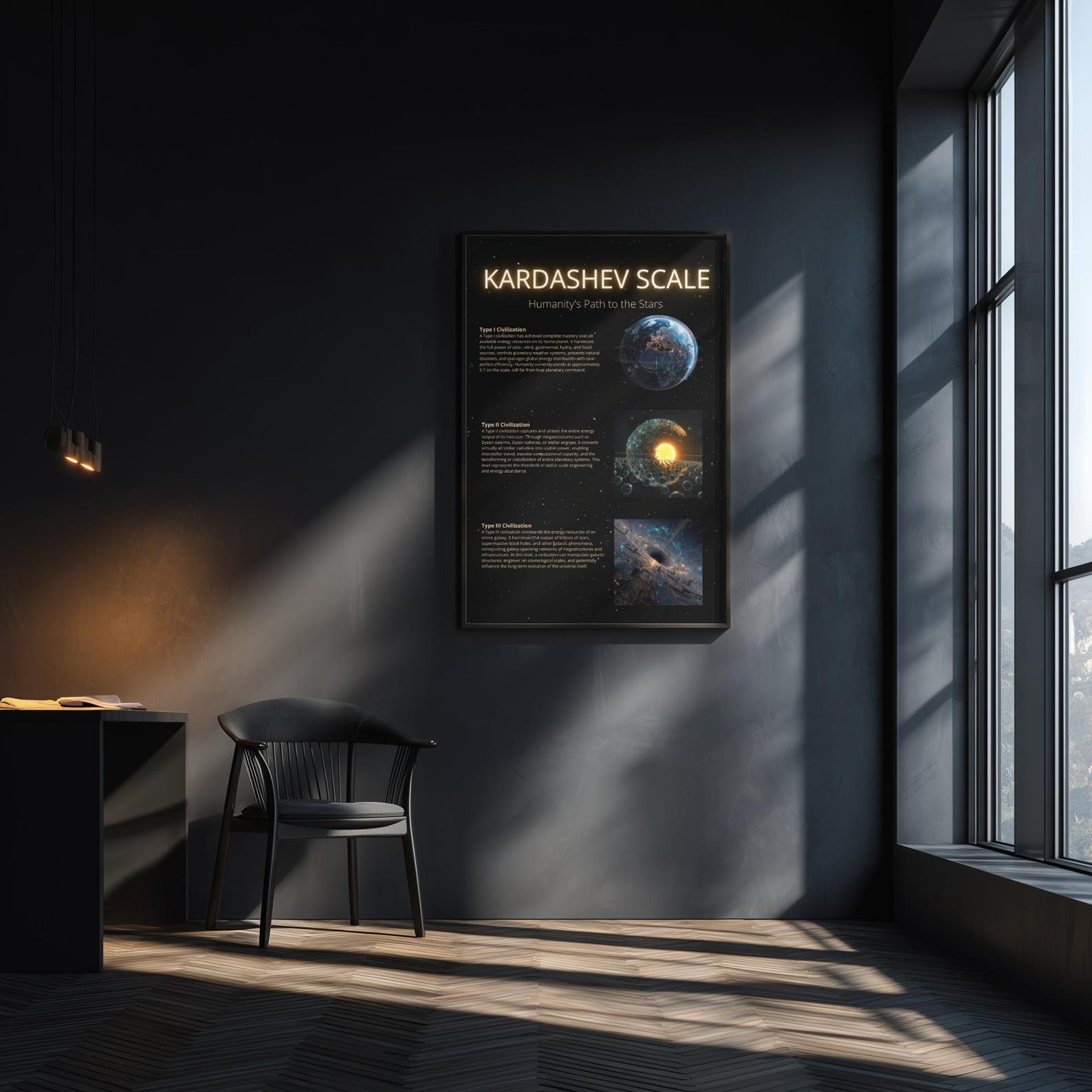 Kardashev Scale Framed Poster | Type I II III Civilization Levels ...