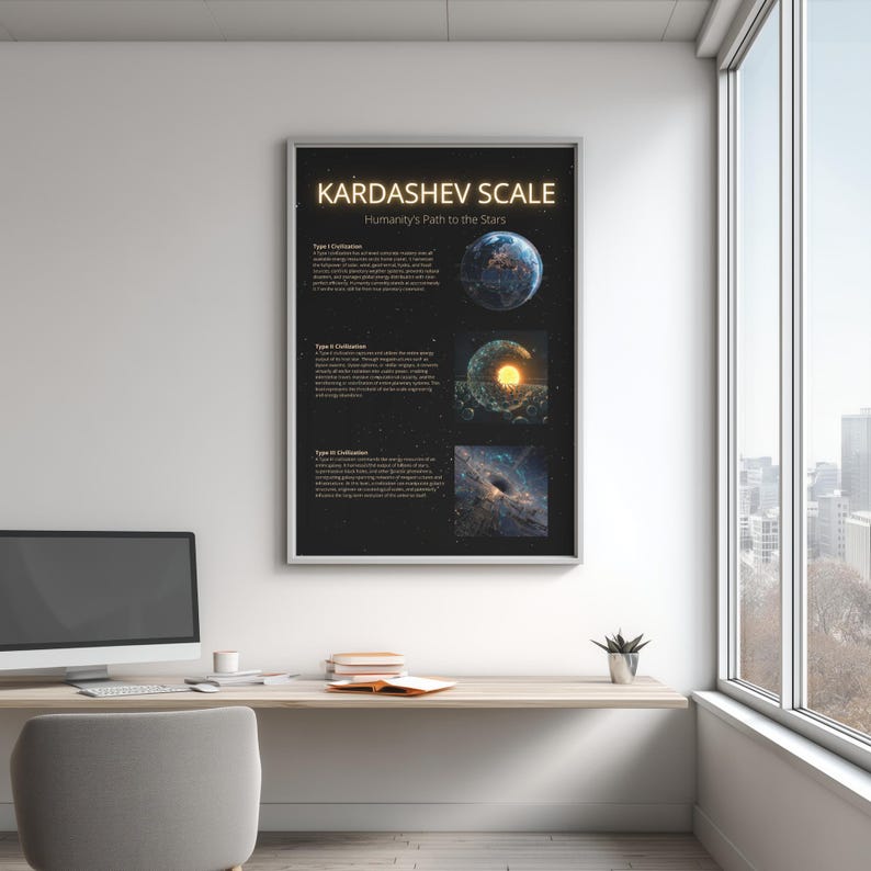 Kardashev Scale Framed Poster | Type I II III Civilization Levels ...
