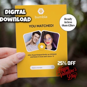 Bumble Love Card “You Matched!” (2023) Version Personalized, Perfect Love Card, Digital Card & Poster Art, Bumble Anniversary Day Card