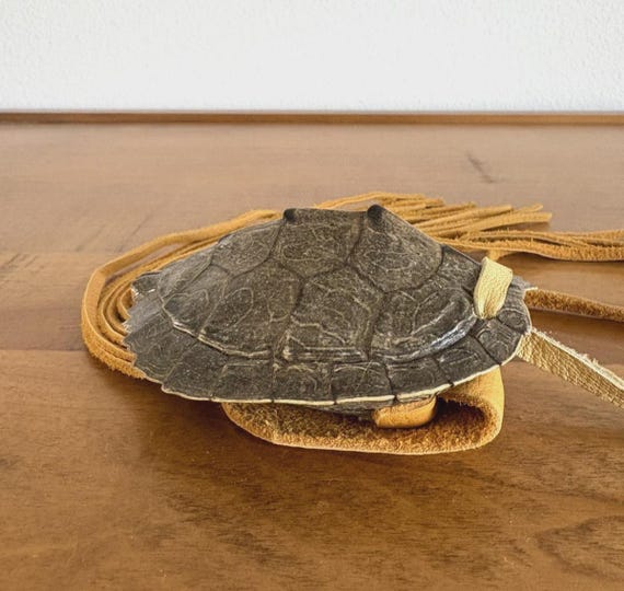 Native American Turtle Shell Pouch with Leather S… - image 7