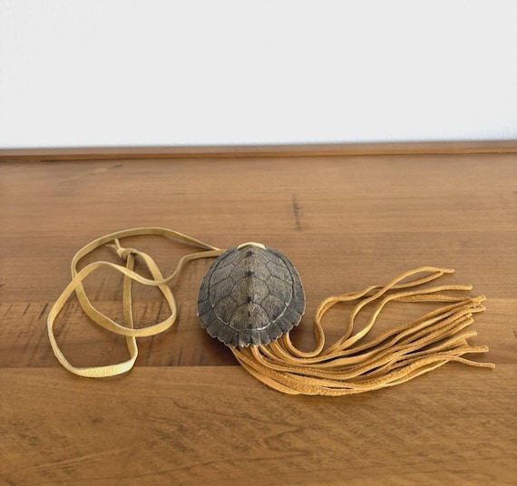 Native American Turtle Shell Pouch with Leather S… - image 1