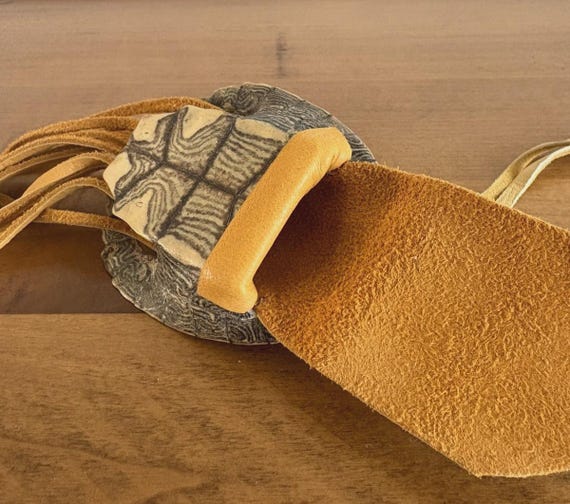 Native American Turtle Shell Pouch with Leather S… - image 10
