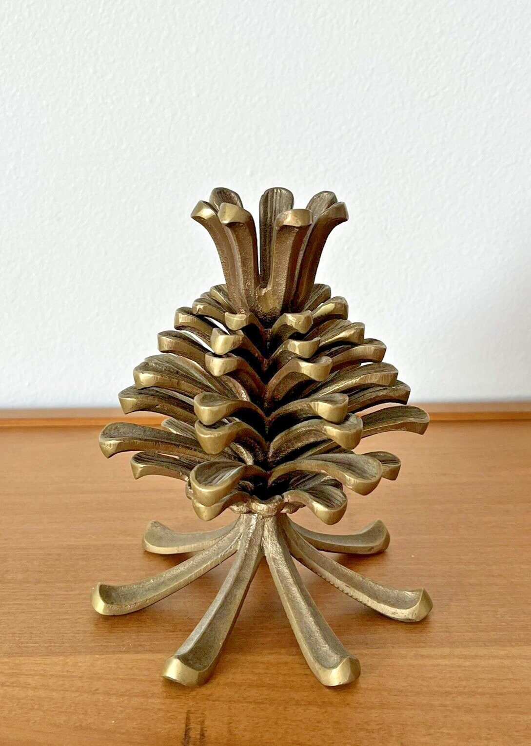 RARE Vintage Solid Brass Pinecone Candle Holders Chrsitmas Tree Style Heavy  Multi Level