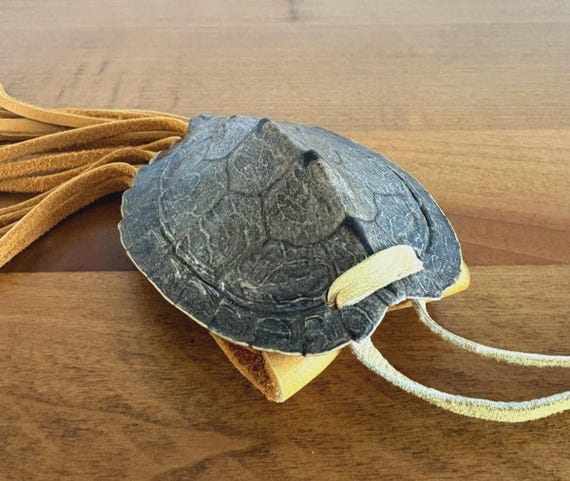 Native American Turtle Shell Pouch with Leather S… - image 8