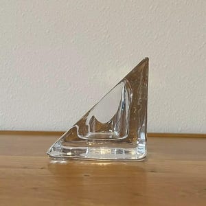 Vintage Nybro Art Glass Ice Pyramid Candle Holder By Tord Kjellstrom Sweden