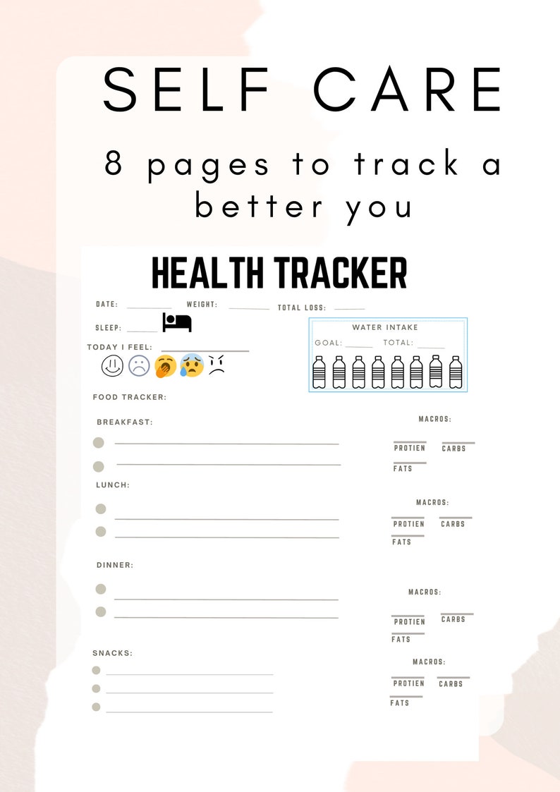 Printable Pdf Self Care Tracker - Etsy