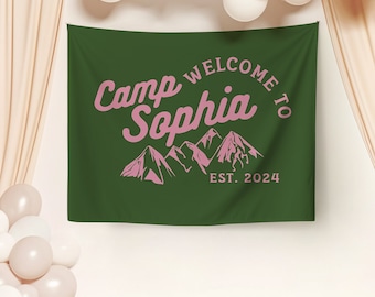 Camp Bachelorette Custom Tapestry Bach Banner Personalized Slumber Party Flag Cabin Bachelorette Custom Backdrop Party Glamping Birthday