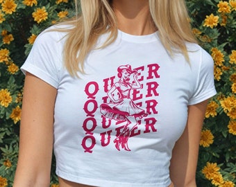 Queer Y2k Baby Tee Pride Baby Tee Femboy Clothing 90s Crop Top Retro Lesbian LGBTQ Gift Bisexual T Shirt Pride Parade Outfit