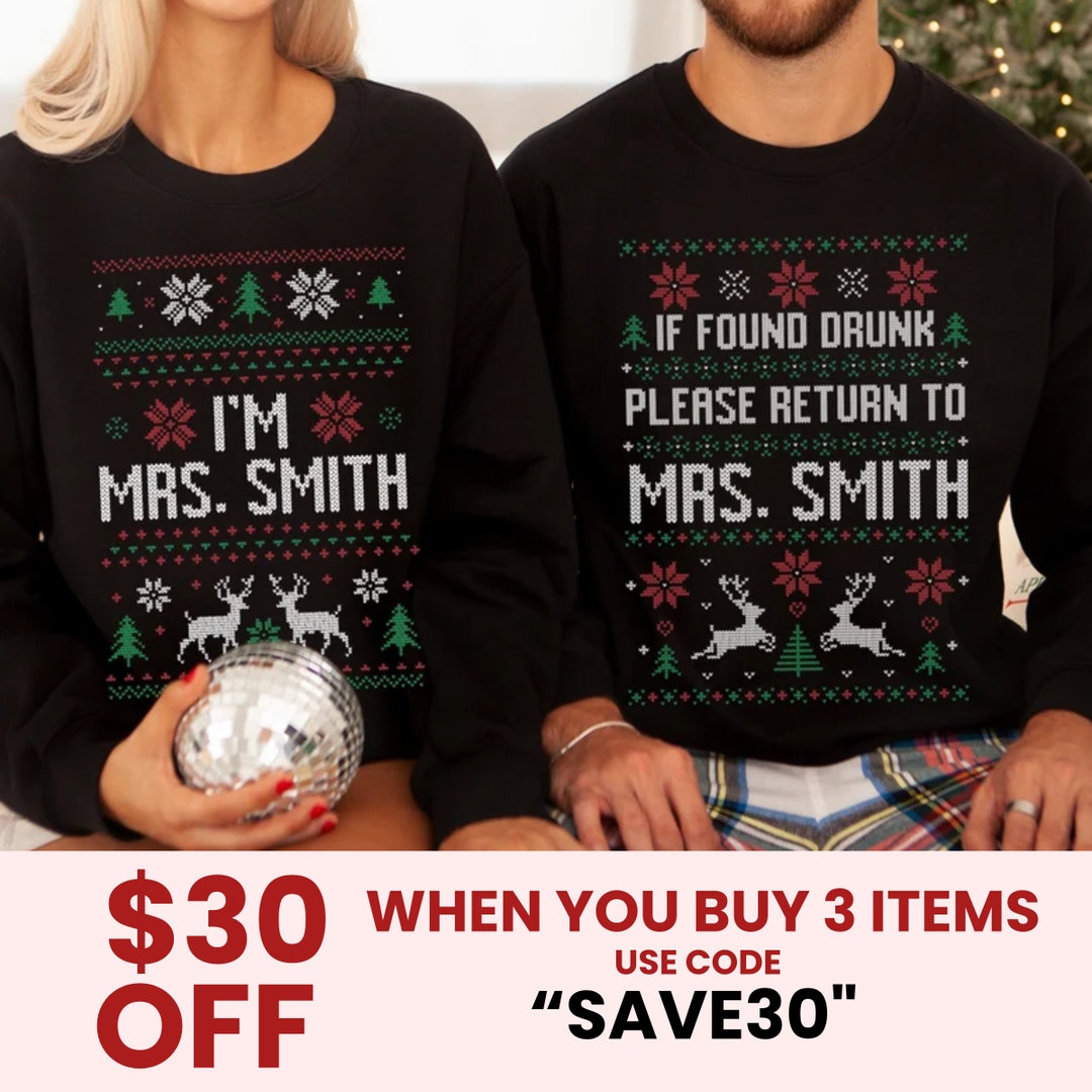 Ugly Christmas Sweater Couple Custom Funny Ugly Matching Christmas Sweatshirt Personalized