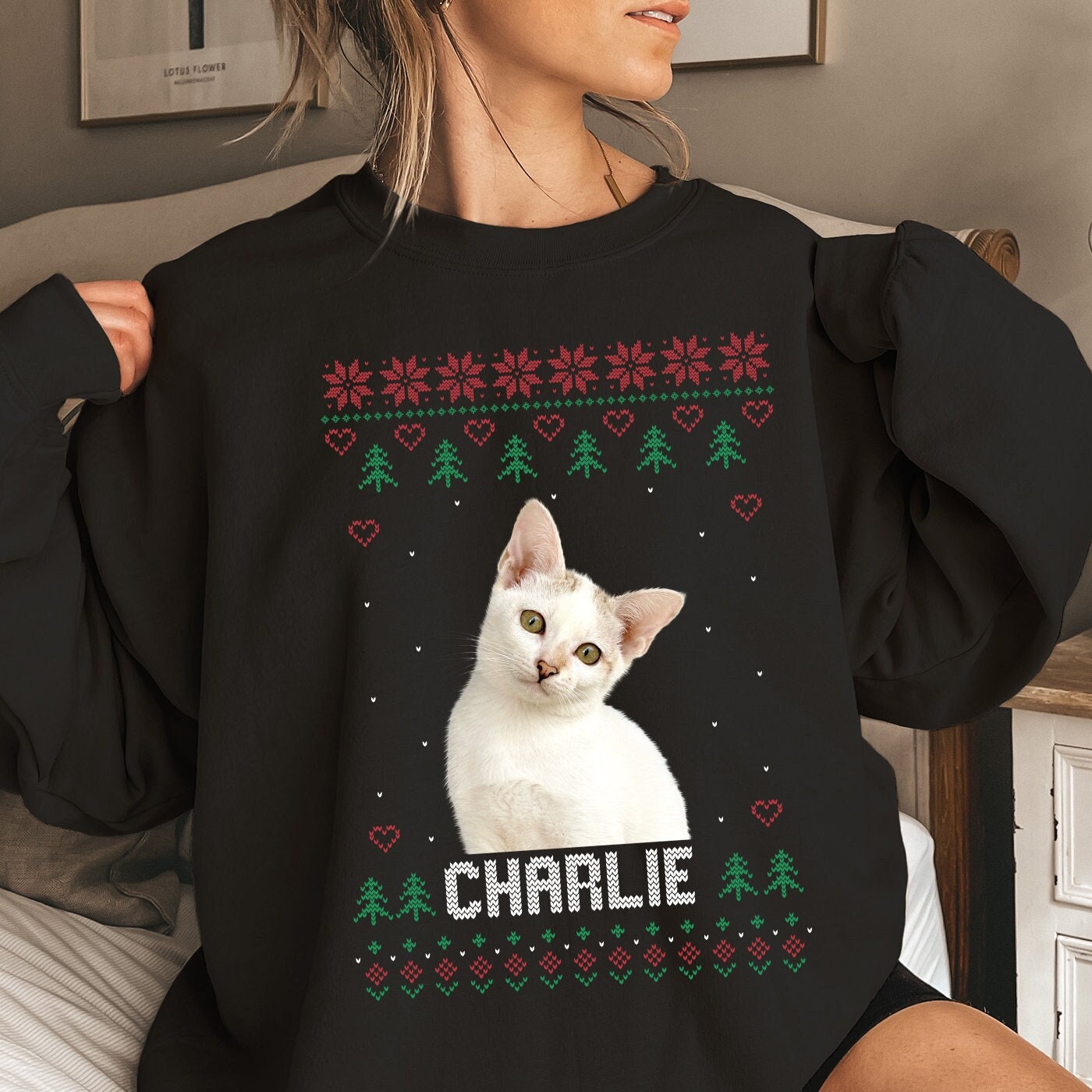 Plus size cat christmas sweater sale