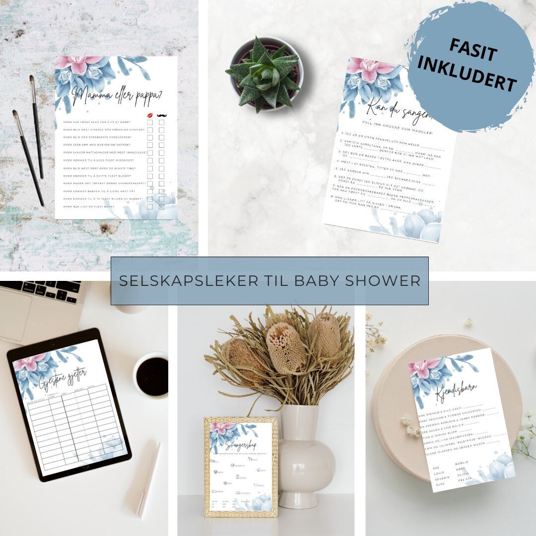 Baby Shower Selskapsleker (blå \u0026 Rosa) - Etsy, image size:1080x1080
