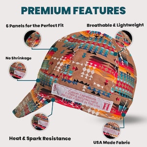 Native American Orange Welding Cap, Handmade 100 percent cotton