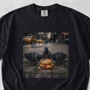 NYC Pigeon Bacon Egg & Cheese Shirt, Funny New York Street Meme Tee, Bodega BEC Sandwich Hood Humor T-Shirt, Gritty New Yorker Gift for Men