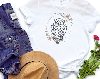 owl shirt women's owl shirt owl gifts owl tees owl with flowers tshirt