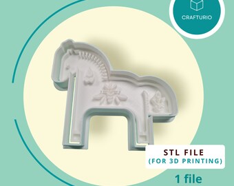 May include: White 3D printed STL file of a horse cookie cutter. STL FILE (FOR 3D PRINTING) 1 file