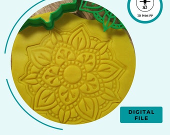 Flower Mandala, model, stl, Polymer Clay Stamp , Pottery stamp, Embossing tools