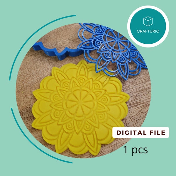 Mandala flower, 3d model, stl, Polymer Clay Stamp , Pottery stamp, Embossing tools