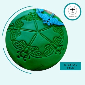 Dragonfly Mandala, 3pcs - 7cm 10cm 12cm, 3d model stl, Polymer Clay Stamp , Pottery stamp, Embossing tools