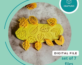 Stamps 7 pcs / Digital STL Files/ leaves / Autumn / Clay pottery tools