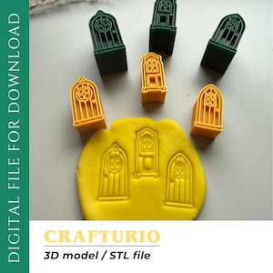 3 doors: clay Stamps, pottery tools, stl file, 3D model, digital download