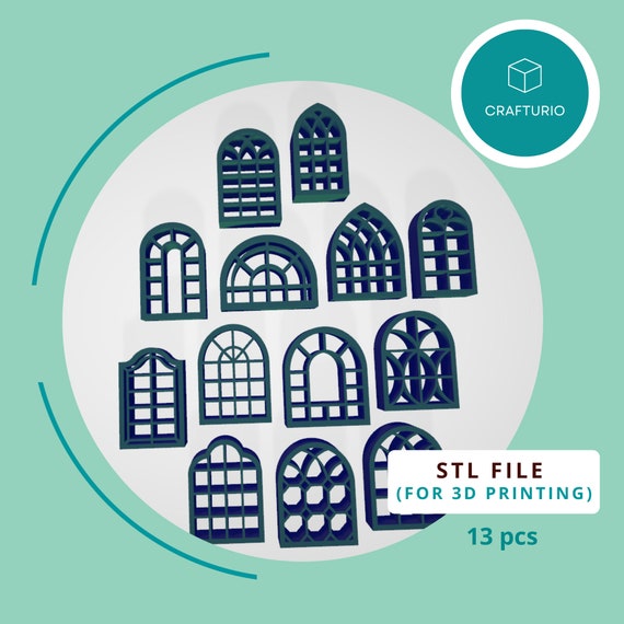 13 windows, stl files for 3d printer, Polymer Clay tool, Pottery tool