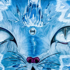 Gato de hielo: 13x22 Gato Arte abstracto_para amantes del arte, los animales y los gatos por igual. Impresión digital para carteles, arte mural, marcos y más.