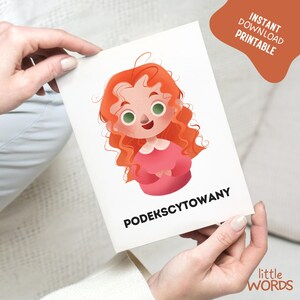 9 Emoções Flashcards poloneses, Educação domiciliar, Imprimíveis Montessori para crianças pequenas, Aprendizagem de emoções, Materiais Montessori, Sentimentos