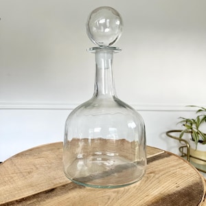 Vintage Glass Decanter, Mid Century Modern Whiskey or Bourbon Decanter, Bar Decor, Bar Cart