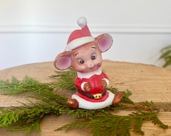 Vintage Christmas Mouse, Santa Mouse Enesco Homco Mice, Country Christmas Nostalgia, Holiday Decor, Vintage Christmas Decor, Christmas Carol