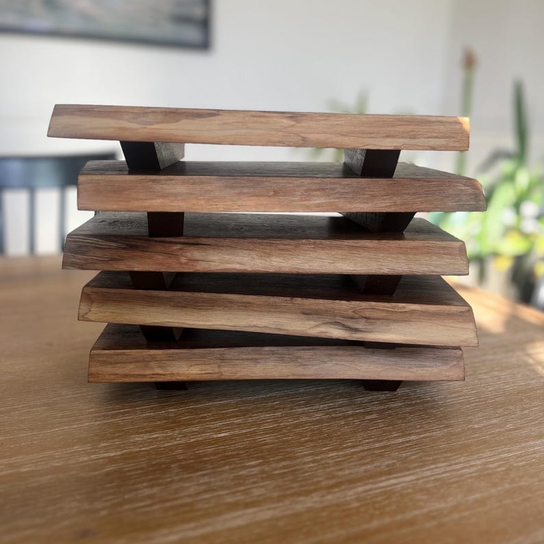 Wooden Bathroom Tray Live Edge Riser: Decorative Walnut Rustic Sink ...