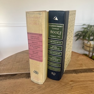 Vintage Readers Digest 1956 & 1969, Vintage Books, Collection, Floral Cover, Vintage Books, Leather Bound Books, Book Decor