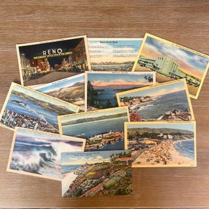 Vintage Leinen-Postkarten, Unbenutzt, Kalifornien, Colorado, Utah, Südwesten, pazifischer Nordwesten, Arizona, Florida, Hochzeitsdeko, Reisedeko