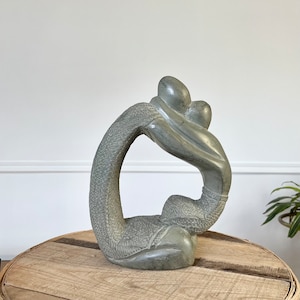 Vintage Stone Art, Arctic Soapstone Carving, Fine Art Mother and Child Embrace, Vintage Art, Vintage Modern Mix, Bookshelf, Office Decor,