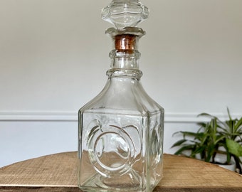 carafe en verre vintage, Mid Century Modern Whisky ou Bourbon Decanter, Bar Decor, Bar Cart