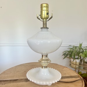 Milk Glass Lamp, Vintage Milk Glass, Vintage Lamp, Antique Lamp, Country Cottage Decor, French Country Lamp, White Glass Lamp