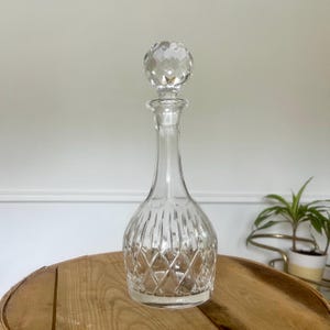 Vintage Glass Decanter, Mid Century Modern Whiskey or Bourbon Decanter, Bar Decor, Bar Cart