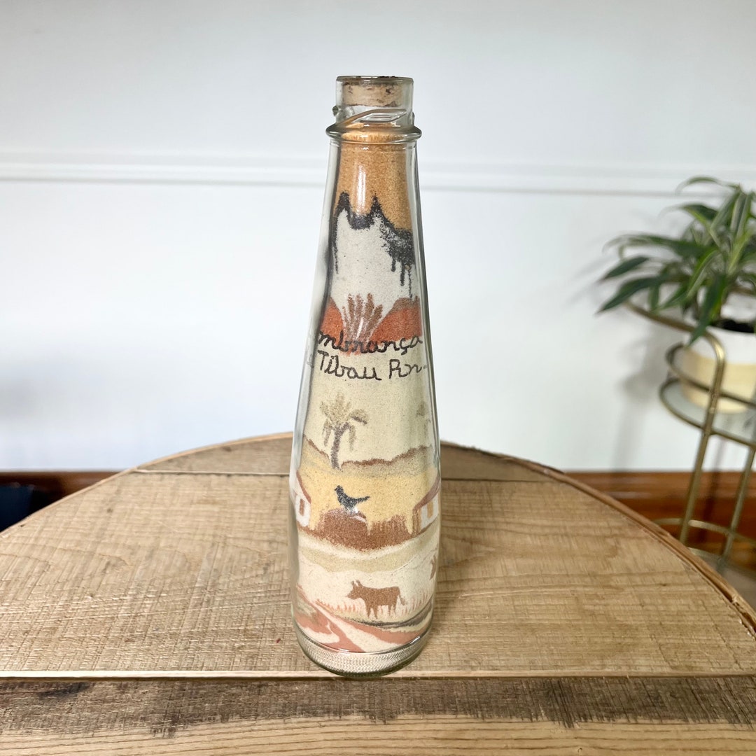 Vintage Sand Art Bottled Layered Sand Folk Art MCM Home Etsy