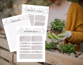 Pianificatore del giardino delle erbe, diario di giardinaggio, organizzatore del giardino, layout del giardino, profilo della pianta