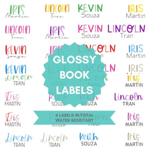 Personalized Waterproof Book Labels: Glossy Vinyl Stickers, School Supply