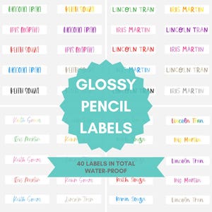 Personalized Pencil Labels: Waterproof Glossy Vinyl Stickers, School Supplies