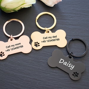 Fun Bone-Shaped Custom Dog Tag - Personalized & Engraved Pet Name Tag