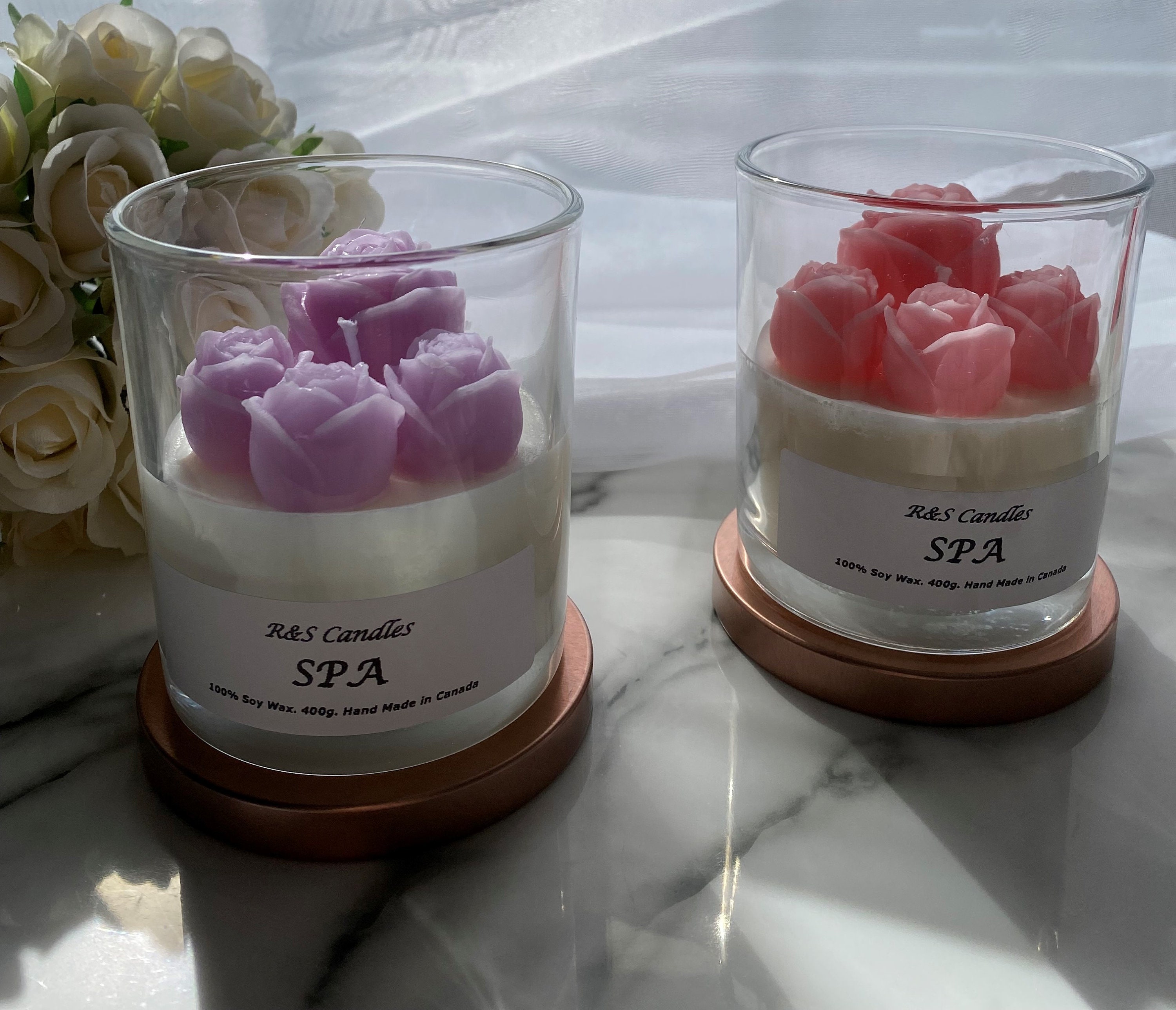 SPA Candle, Rose Candle, Flower Candle, Personalized Gift, Gift for  Teachers,organic Candle,graduation Gift, Scented Candle,container Candle 