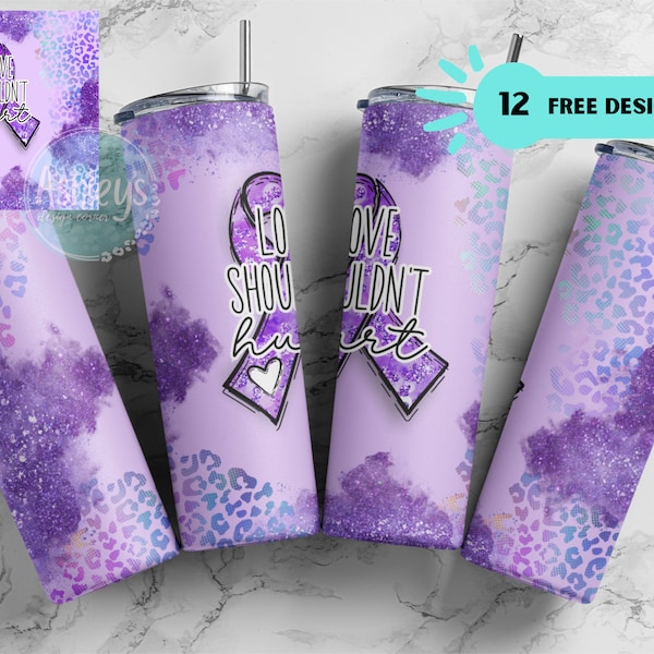 20oz Skinny Tumbler Domestic Violence, Domestic Violence Awareness Tumbler Design, Sublimation PNG Digital File, Awareness Digital Design,