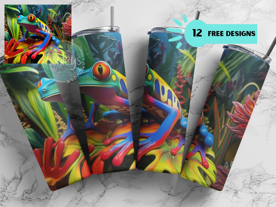 Tree Frog 3D Tumbler Wrap, 20 Oz Skinny Tumbler Sublimation Design ...