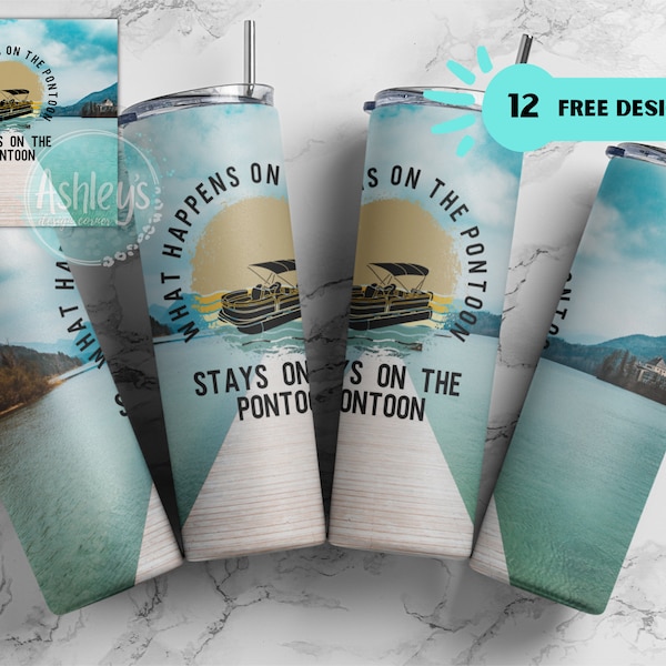 Lake Tumbler Wrap, Pontoon 20oz skinny tumbler, PNG Sublimation Design, Pontoon Tumbler Design, Lake Tumbler PNG, Digital File, Boating png