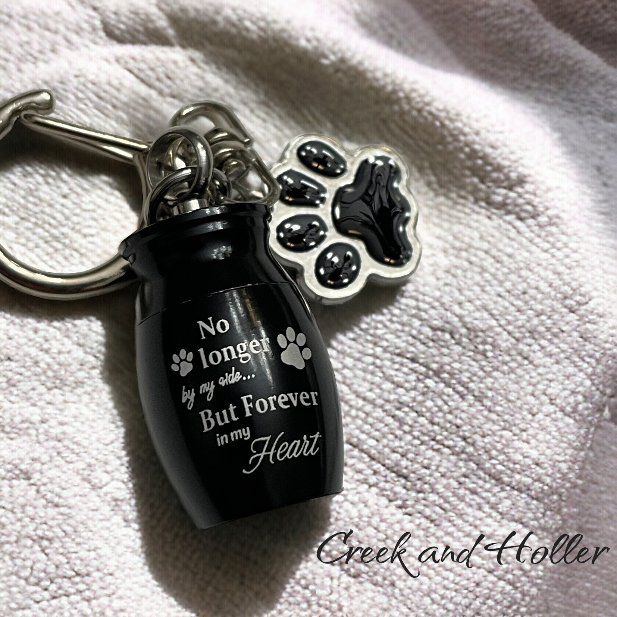 Pet Memorial Gift, Pet Urn Keychain & Rainbow Bridge Poem Card, Loss of