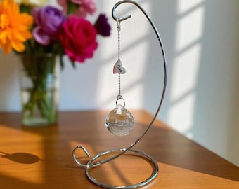 Personalized Heart Memorial Suncatcher Sympathy Gift – Tabletop Healing Crystal for Loss of Mother or Father