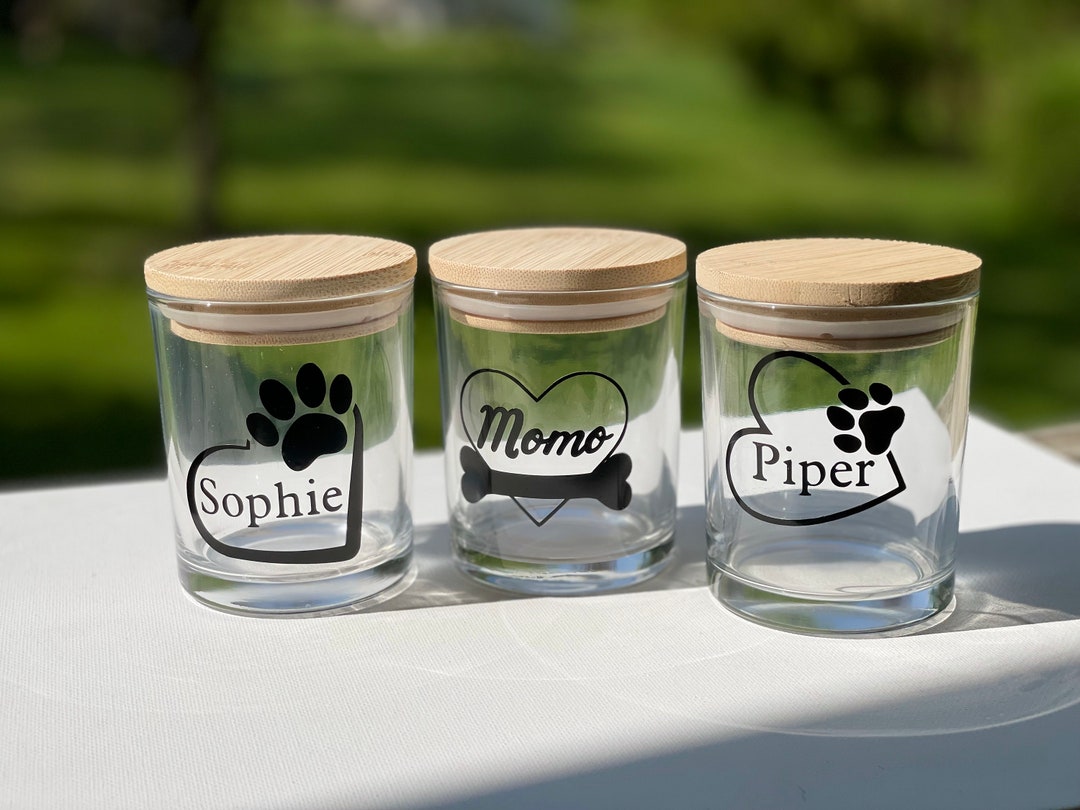 Personalized Dog and Cat Treat Jar, Small Treat Jar With Air Tight Bamboo Lid, Puppy Snacks, 6